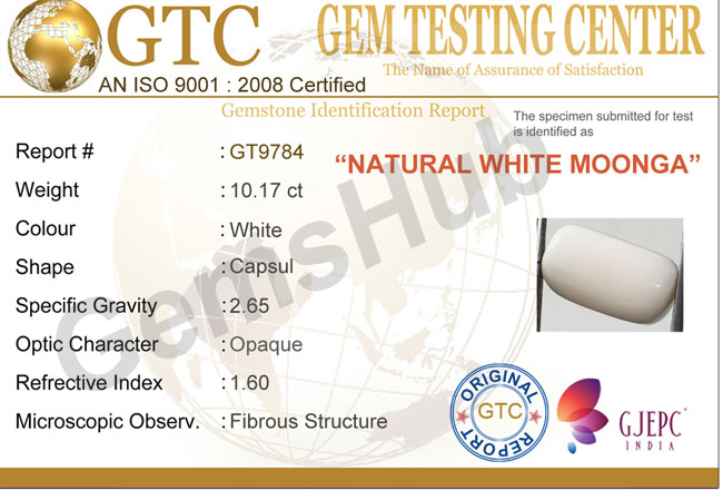 11.25 ratti/10.17 ct Natural Certified  White Coral/सफ़ेद मूंगा